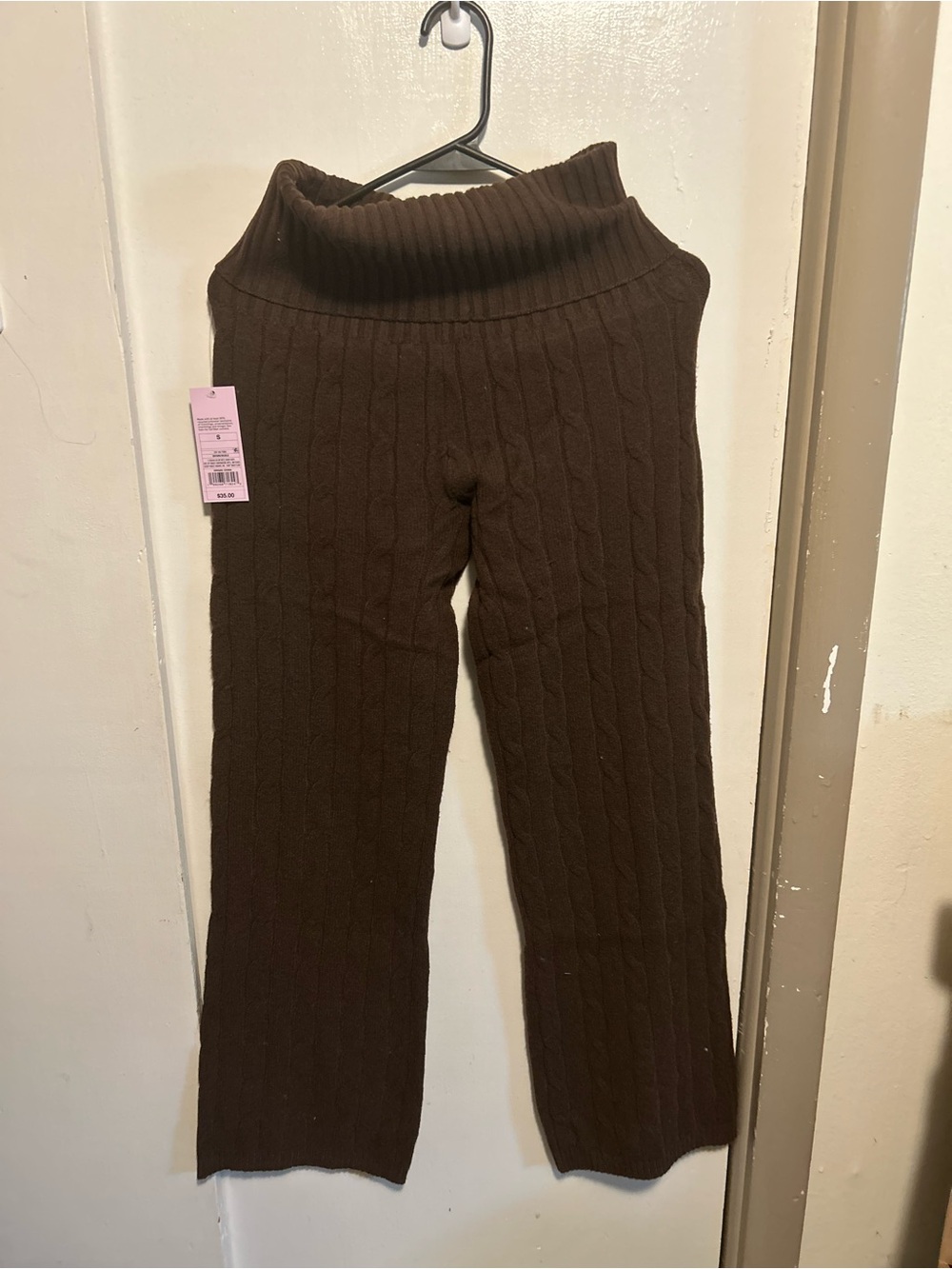 Target Dark Brown Cable-Knit Fold-Over Waist Leggings
